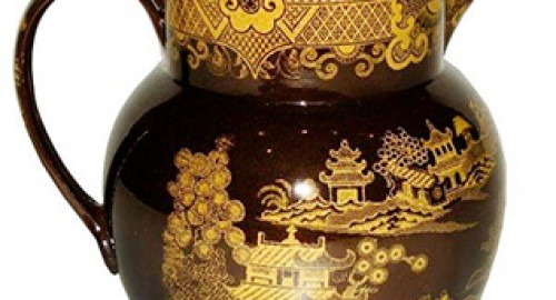 Yellow Transfer Printed Brown Ware